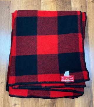 Vtg Marlboro Country Store Plaid Wool Blanket Red And Black