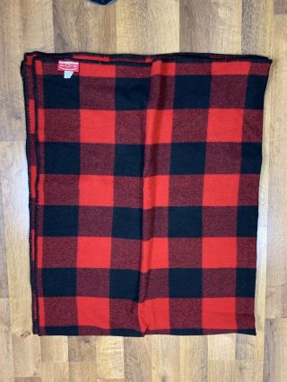Vtg Marlboro Country Store Plaid Wool Blanket Red And Black 2