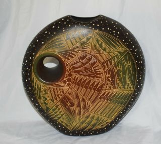 Vtg Hand Crafted Navajo Southwestern Ceramic Art Vase Signed By Reynold Begay