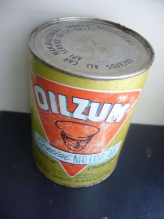 Empty Vintage Oilzum Motor Oil Can 1 Qt.  - Sae 10w - 40