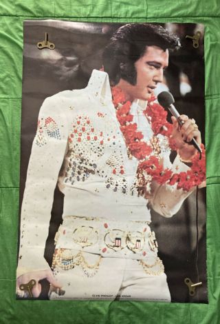 Vintage 1976 Elvis Presley Poster Las Vegas Rhinestone Jumpsuit