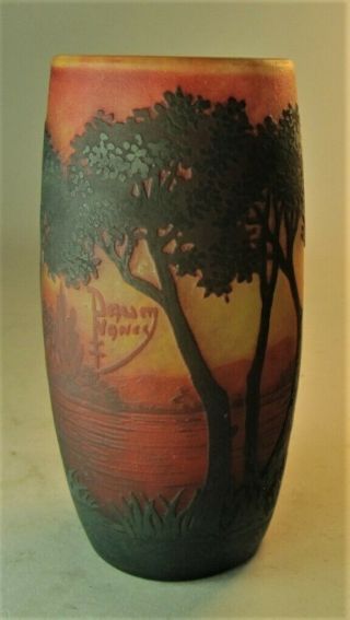 Gorgeous Signed DAUM NANCY Scenic Cameo Art Nouveau Glass Vase c.  1900 antique 3