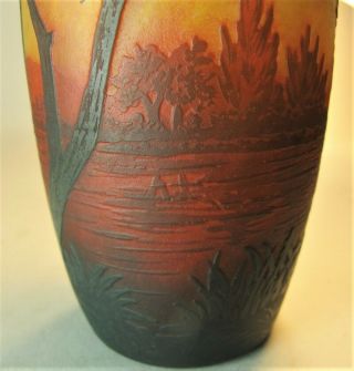 Gorgeous Signed DAUM NANCY Scenic Cameo Art Nouveau Glass Vase c.  1900 antique 5