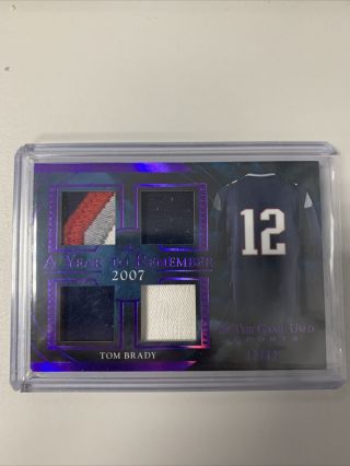 2020 Leaf In The Game Tom Brady Quad Patch 12/12 Jersey Number