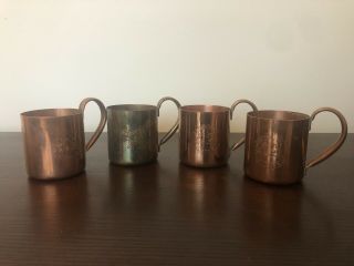 Set/4 Vintage Copper Moscow Mule Mugs “cock `n Bull” High Handle