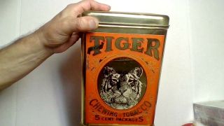 VINTAGE TIGER CHEWING TOBACCO TIN J.  CHEIN & CO.  U.  S.  A. 3