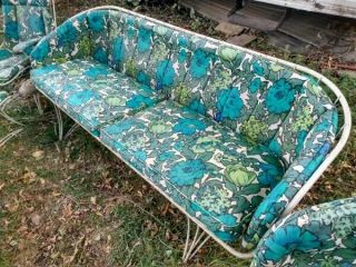 Vintage Homecrest Mid Century Modern 4 Piece Patio Set Sofa 2 Chairs 1 Footstool