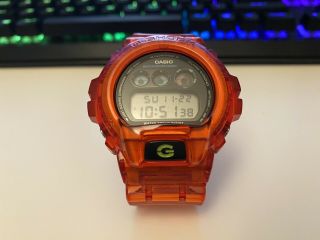 Casio Dw - 6900 G - Shock With Clear Red Bezel And Band