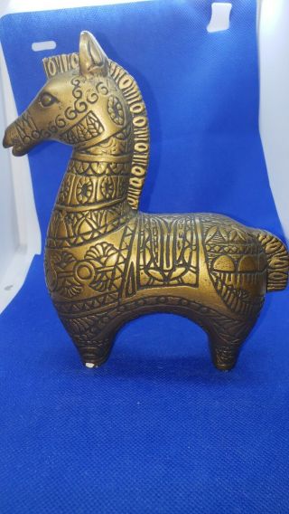 Vtg Ceramic Gold And Black Mcm Horse Ceramic Figurine Bitossi Style