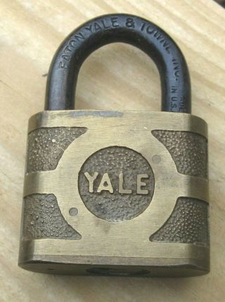 Vintage Eaton Yale And Towne Brass Padlock Pin Tumbler Steel Shackle Lock