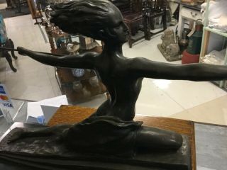 FRENCH BRONZE OF LADY HUNTING SIGN M.  BOURAINE ON THE BASE,  48CM X 30CM HIGH. 2