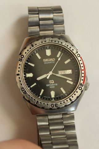 Vintage Mens Seiko Quartz 7123 Sq Diver Watch For Parts/repair