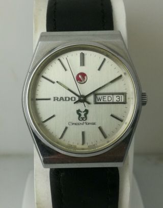 Vintage Rado Green Horse Automatic Day Date Wrist Watch 3