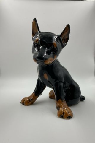 Vintage Goebel Doberman Pinscher Puppy Dog Figurine 8 " Tall Large Marked