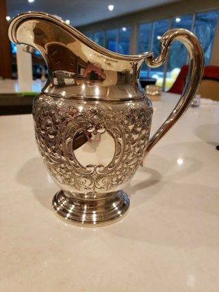 Repousse Sterling Silver 4.  5 Pints Water Pitcher By International Silver