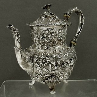 Jacobi & Jenkins Sterling Coffee Pot c1905 HAND DECORATED 2