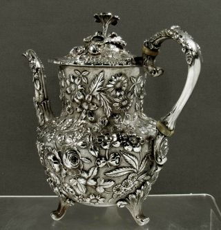 Jacobi & Jenkins Sterling Coffee Pot c1905 HAND DECORATED 3