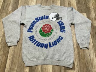 Vtg 1995 Penn State Football Nittany Lions Rose Bowl Gray Pullover Sweater S
