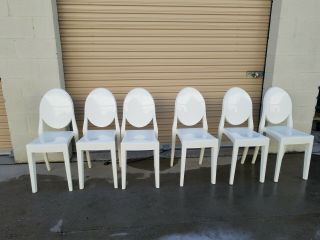 6 Kartell White Victoria Ghost Chairs - Philippe Starck Design
