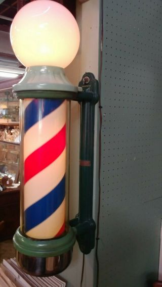 Vintage Early 20th Century Theo A Kochs Lighted Rotating Barber 