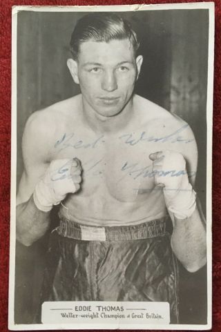 Welterweight Champ Eddie Thomas Autographed Vintage Promo Photo