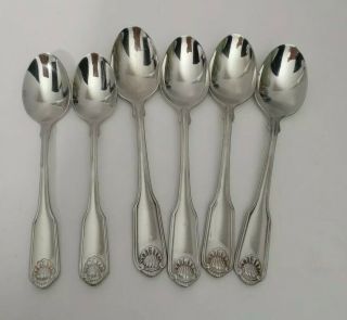 6 Vintage Oneida Stainless Classic Shell Teaspoons Dessert Spoons