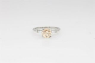Antique 1940s $5000 1.  38ct Natural Champagne Diamond Platinum Wedding Ring