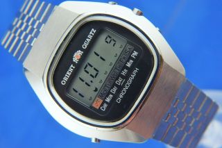 Orient Lcd Digital Watch Vintage Swiss Gents Retro Old Stock 1970s Cal 61100