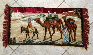 Vintage Arabian Middle Eastern Camels 40 " X 19 " Tapestry Rug/wall Hanging