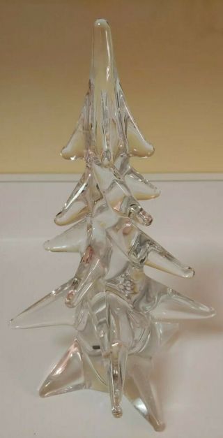 Vintage 10 " Large Lead Crystal Clear Glass Christmas Tree Heavy Toscany