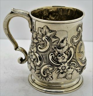 Lg.  George Ii Solid Silver Heavily Repoussed Mug/tankard.  Whipham 1740.  332gram