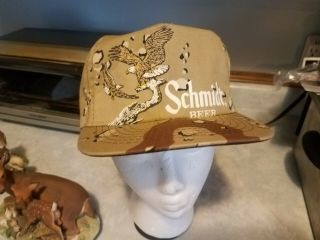 Vintage Schmidt Beer Camo Hat Trucker Cap W/ Eagles Spartan Specialties