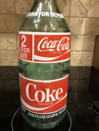 Vintage Coca Cola 64 Oz Glass Bottle With Cap Soda Pop Rare Collectible