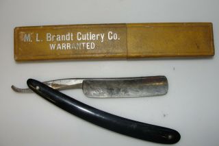 Vintage Wade Straight Razor Sheffield Black Handle Brandt Case