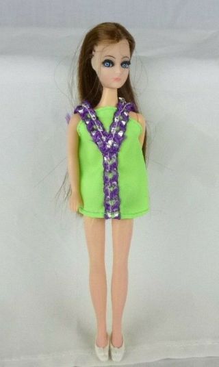 Vtg 70s Topper Longlocks Doll W/ Lime Green Silver Dress & Shoes Dawn Friend