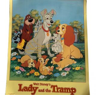 Vtg 1955 Walt Disney Lady And The Tramp One Stop Movie Posters Montery Park Ca