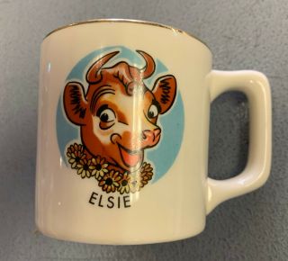 Vintage Borden’s Elsie The Cow Coffee Mug Gold Trim Cup Usa