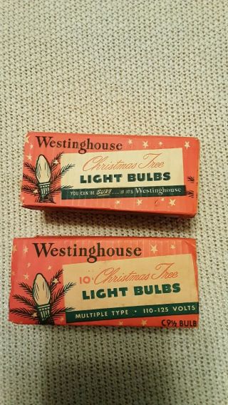 2 Boxes Vintage Westinghouse Christmas Tree Lamps Bulbs C9 1/2 Yellow,  Blue