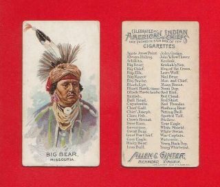1889 Allen & Ginter - N2 Celebrated American Indians - Big Bear Ex,