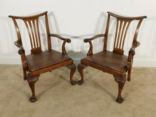 Pair Baker Furniture Scottish Tyninghame Manor Great Arm Fireside Chairs