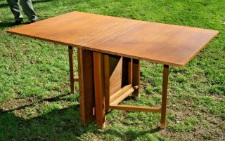 Vintage MCM Danish modern folding Gate Leg dining table bruno mathsson Maria 2