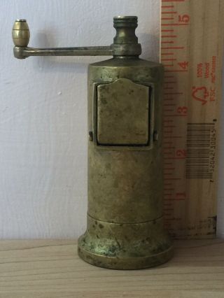 Vintage Hand Crank Pepper Mill Grinder Brass 5” Tall