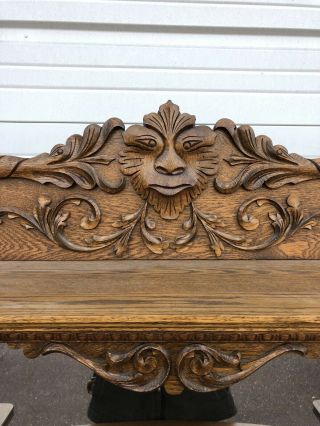 Antique Victorian Oak Sideboard / Buffet With Ornate Carvings With Face 4