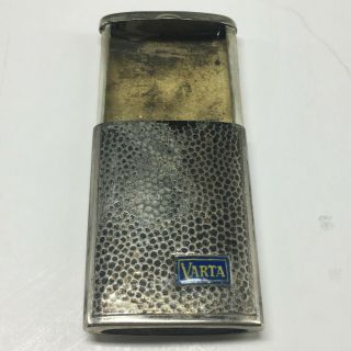 Vintage Varta Advertising Match Stick Box Holder Alpaca Silver Germany