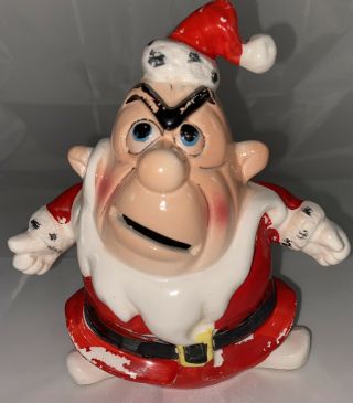 Vintage Kreiss Angry Santa Psycho Ceramics Christmas Figurine Piggy Money Bank
