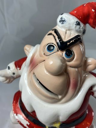Vintage Kreiss Angry Santa Psycho Ceramics Christmas Figurine Piggy Money Bank 2