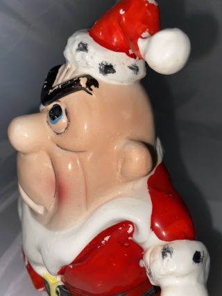 Vintage Kreiss Angry Santa Psycho Ceramics Christmas Figurine Piggy Money Bank 3