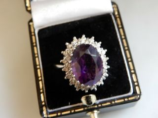 ANTIQUE 18 CT GOLD LARGE AND HEAVY 6.  00 CARAT AMETHYST & DIAMOND RING 5