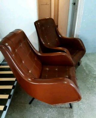Mid Century Pair Lounge Chairs By Aldo Morbelli Isa Bergamo Gio Ponti Italy 50s