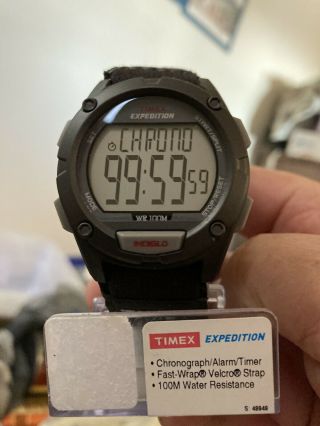 Timex T49949 Expedition Digital Watch Indiglo Black Nylon Strap Band Nwt Perfect